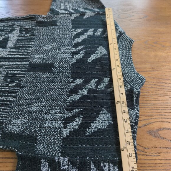 Vintage Zeppelin Sweater L Black Gray Abstract Geometric Knit Pullover 80s 90s - Picture 12 of 15